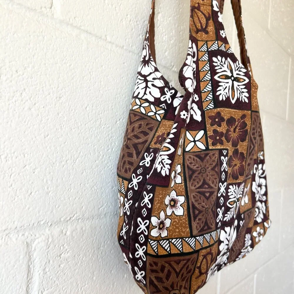 Handmade Hawaiian Print Floral Hibiscus Hawaiian Quilt Print Crossbody Messenger